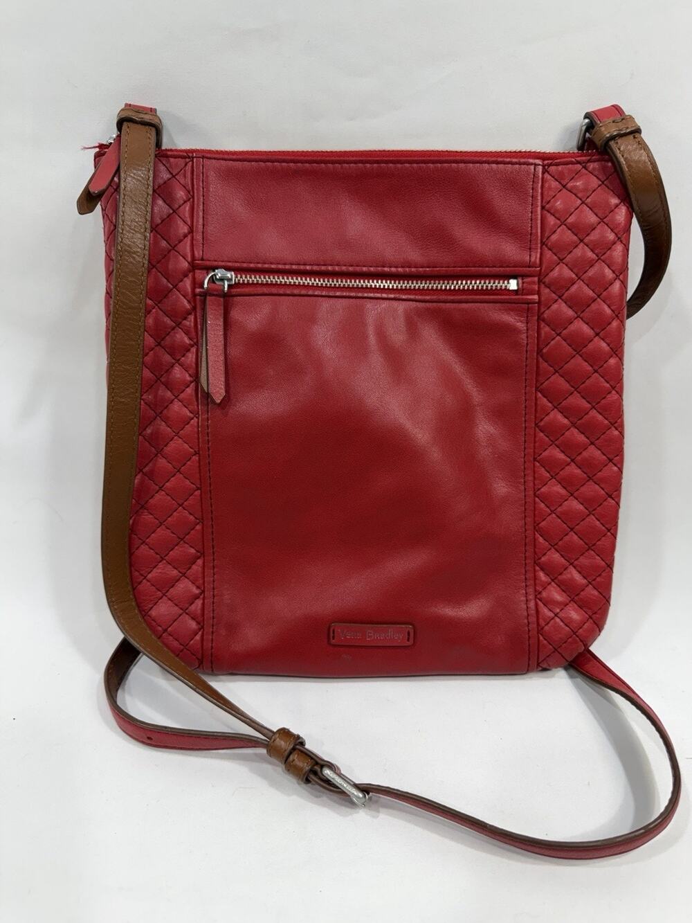 Vera Bradley Leather Red & Brown Carryall Hipster Bag Boho
